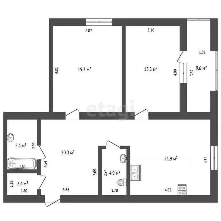2-комнатная квартира: Омск, улица Химиков, 34/1 (89 м) - Фото 0