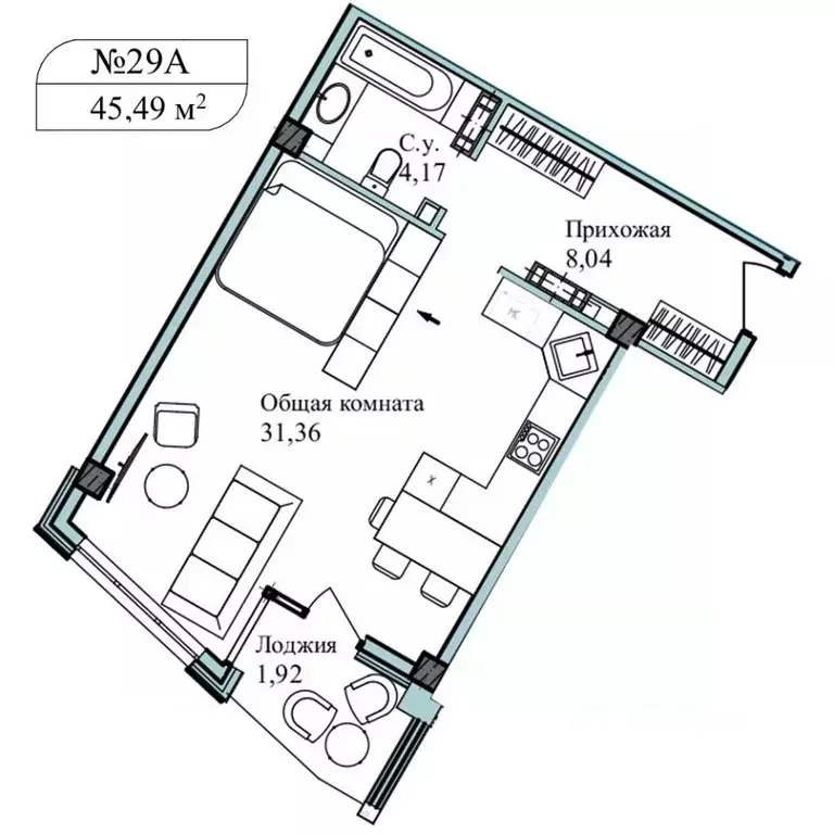 1-к кв. Севастополь ул. Летчиков, 10 (46.7 м) - Фото 0