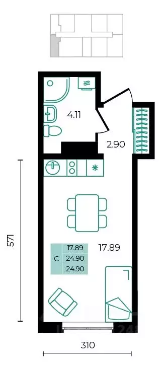 Студия Адыгея, Майкопский район, пос. Тульский  (24.9 м) - Фото 1