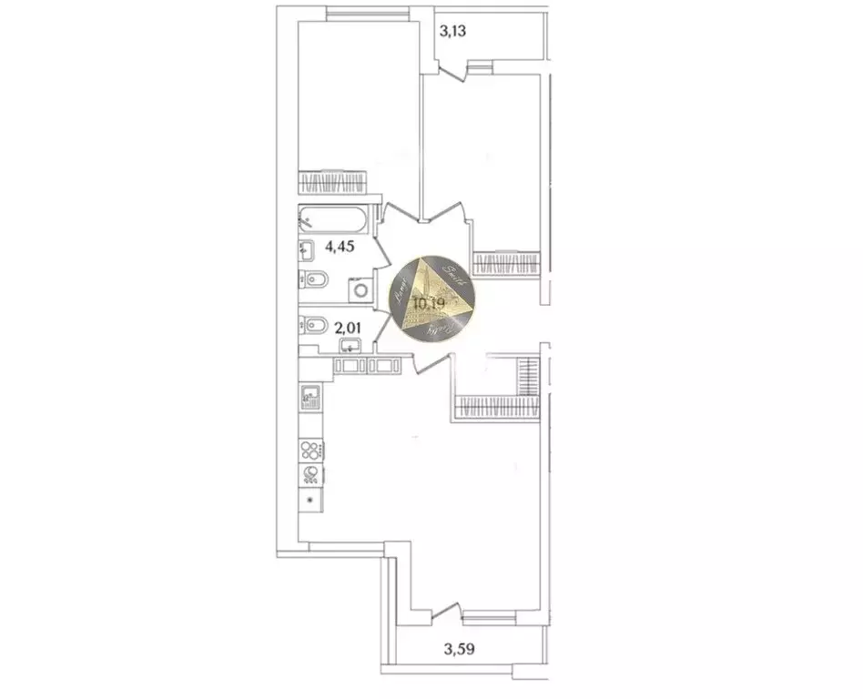 2-комнатная квартира: Санкт-Петербург, Октябрьская набережная, 118к2 ... - Фото 1