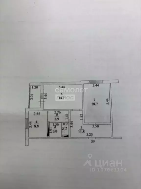 2-к кв. Липецкая область, Липецк ул. Хренникова, 5 (66.0 м) - Фото 1