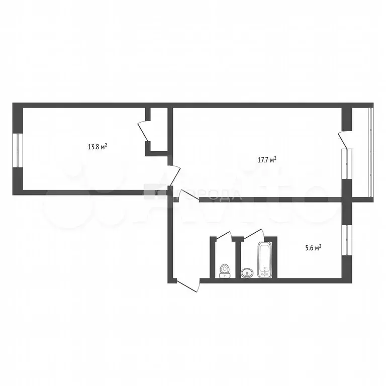2-к. квартира, 45 м, 2/5 эт. - Фото 0
