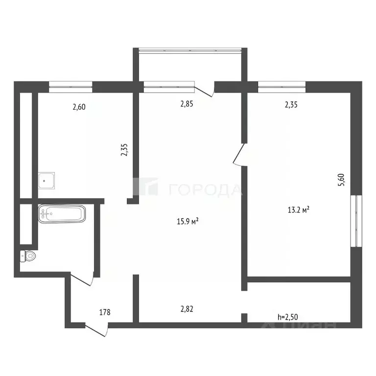 2-к кв. Кемеровская область, Новокузнецк ул. Тореза, 8 (42.0 м) - Фото 2