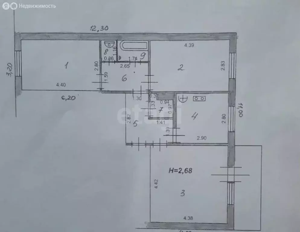 3-комнатная квартира: село Новороманово, Взлётная улица, 65 (66.4 м) - Фото 1