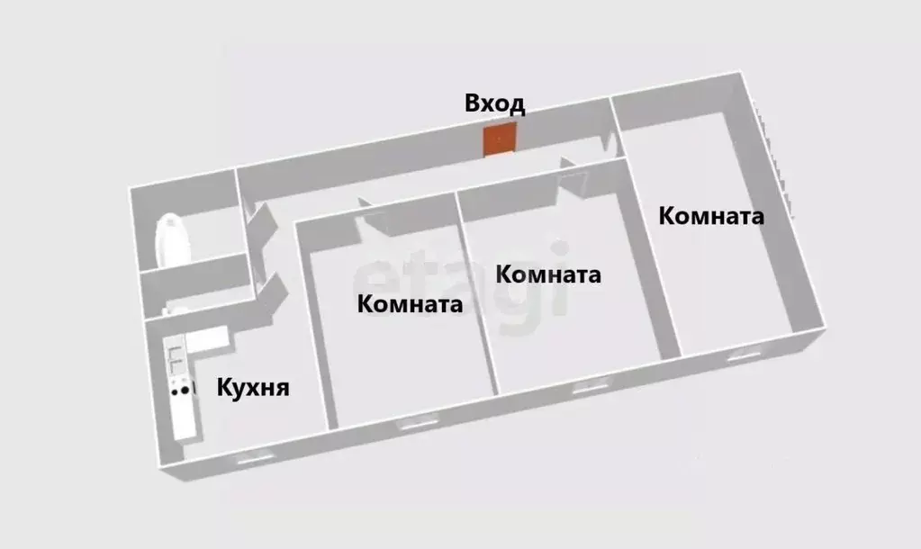 3-к кв. Сахалинская область, Южно-Сахалинск просп. Мира, 286А (67.0 м) - Фото 2
