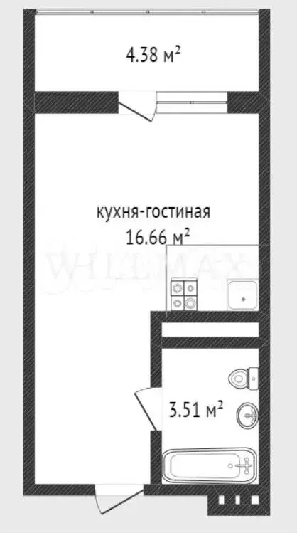 Квартира-студия, 25,2 м, 13/20 эт. - Фото 0