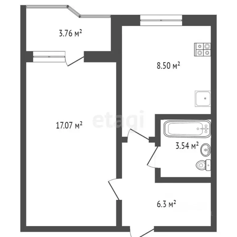 1-к кв. Костромская область, Кострома ул. Даремская, 5 (35.7 м) - Фото 2