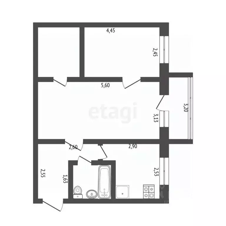 2-к кв. Ульяновская область, Ульяновск ул. Генерала Кашубы, 7 (45.1 м) - Фото 2