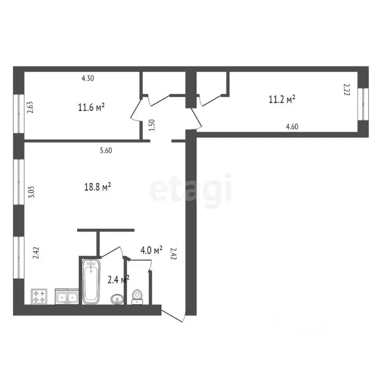 3-к кв. Санкт-Петербург ул. Васи Алексеева, 21 (56.7 м) - Фото 1