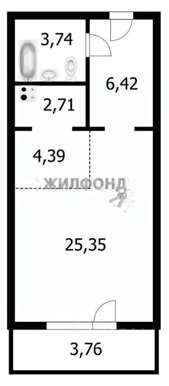 Студия Новосибирская область, Новосибирск ул. Плющихинская, 1 (38.5 м) - Фото 0