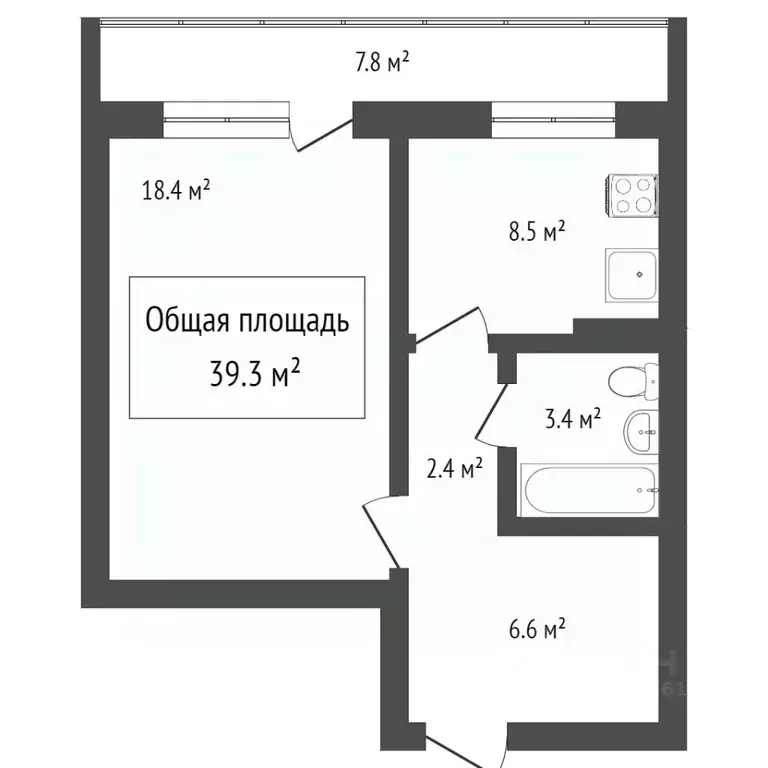 1-к кв. Томская область, Томск просп. Ленина, 263 (39.5 м) - Фото 2