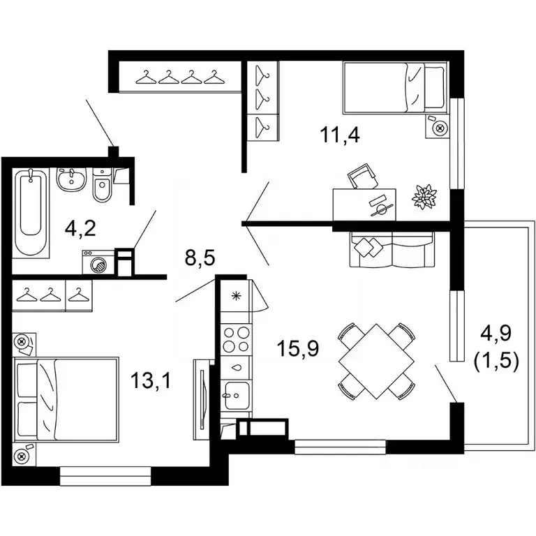 2-к кв. Краснодарский край, Сочи пос. Кудепста,  (54.6 м) - Фото 0