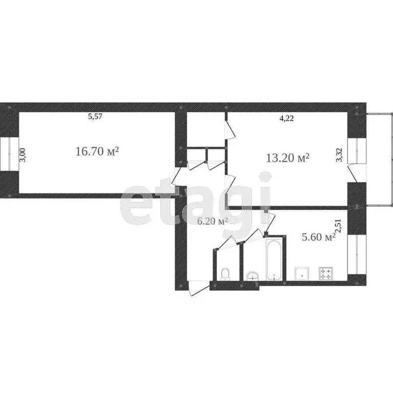 2-комнатная квартира: Череповец, Архангельская улица, 108 (47.8 м) - Фото 1