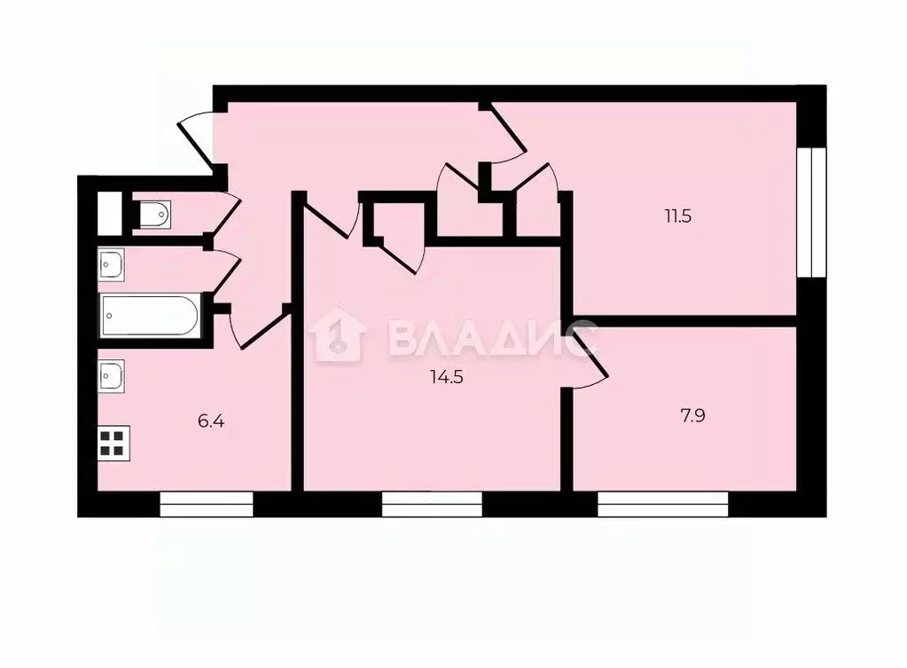 3-к кв. Москва ул. Бехтерева, 41К3 (51.1 м) - Фото 2