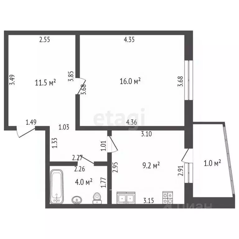 1-к кв. Мордовия, Саранск ул. Марины Расковой, 41 (40.7 м) - Фото 1