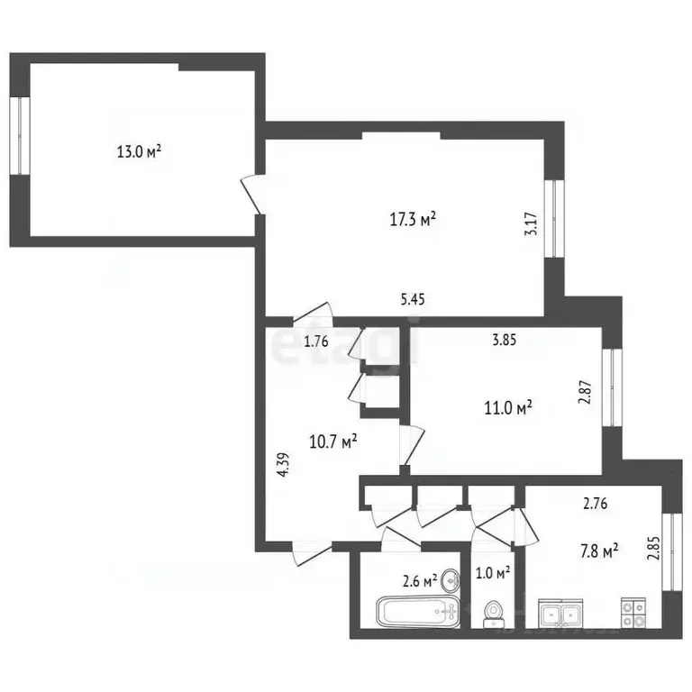 3-к кв. Ямало-Ненецкий АО, Новый Уренгой Дружба мкр, 2/5 (67.1 м) - Фото 1