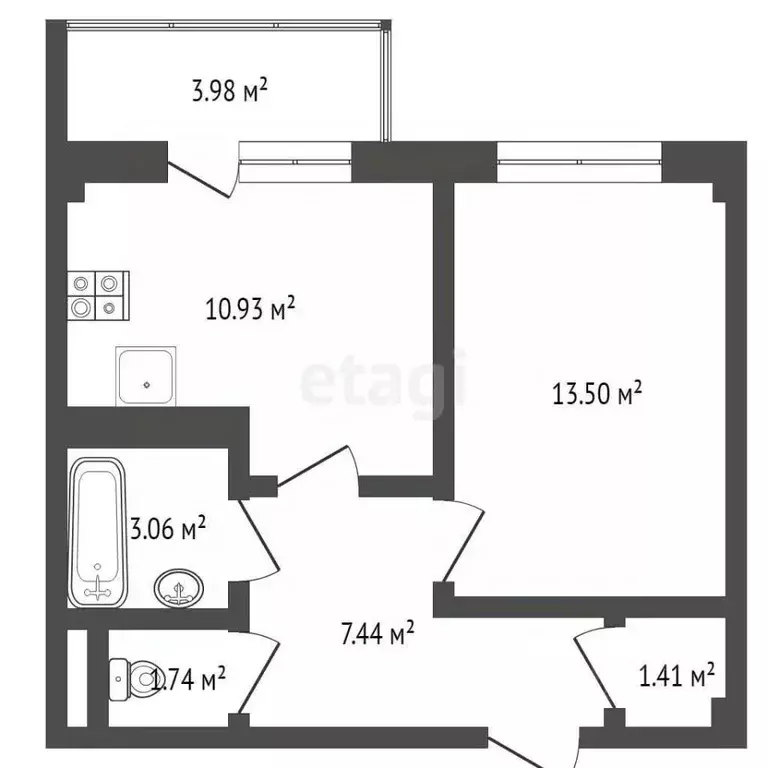 1-к кв. Ханты-Мансийский АО, Ханты-Мансийск Югорская ул., 17 (36.1 м) - Фото 1