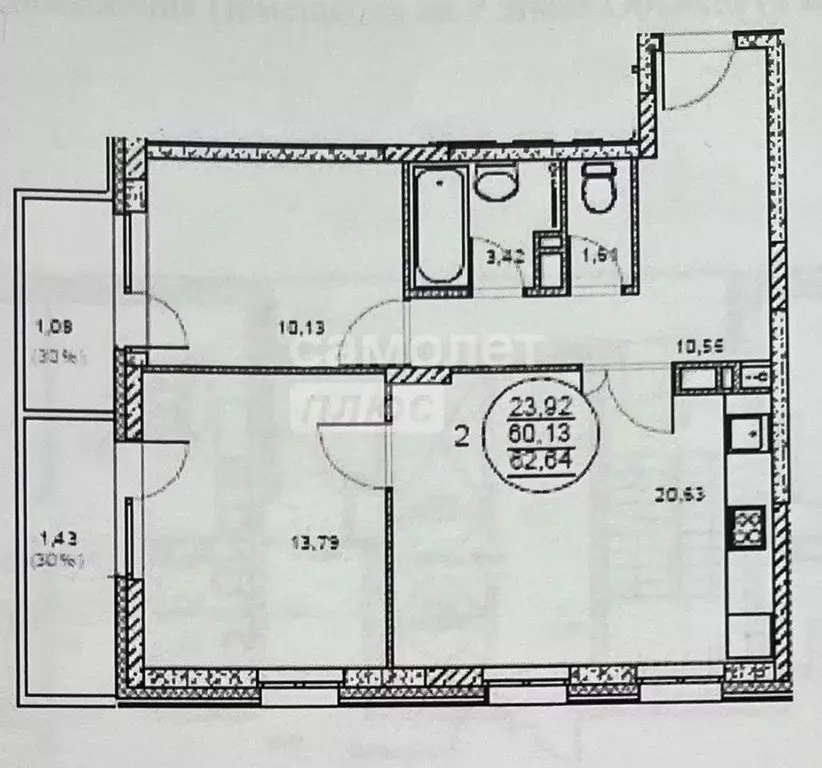 2-к кв. Пермский край, Пермь Подлесная ул., 2 (60.0 м) - Фото 2