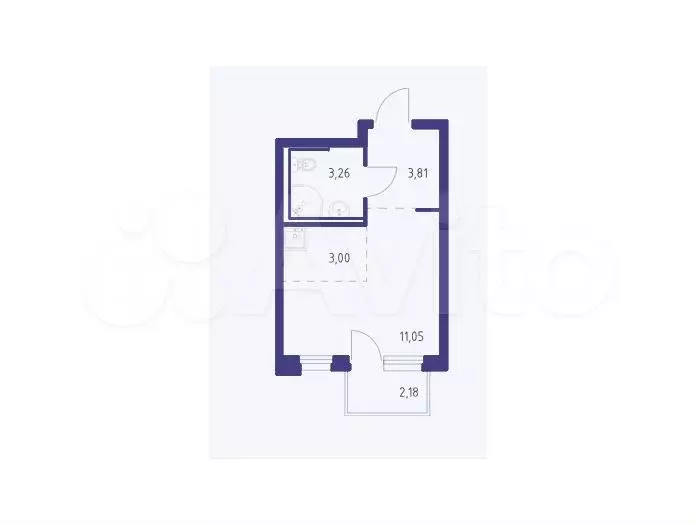 Квартира-студия, 21,8 м, 11/17 эт. - Фото 1