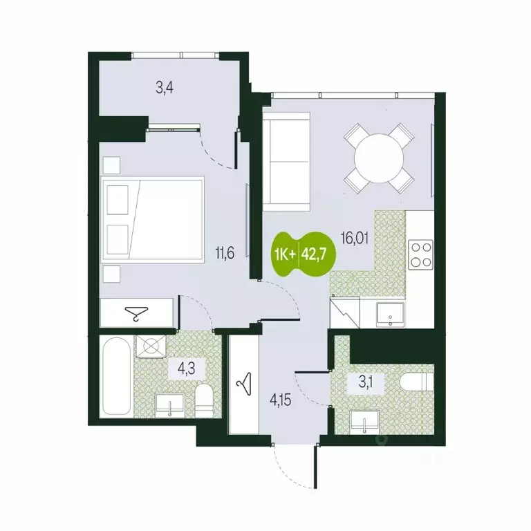 2-к кв. Забайкальский край, Чита Каштакский мкр,  (42.7 м) - Фото 1