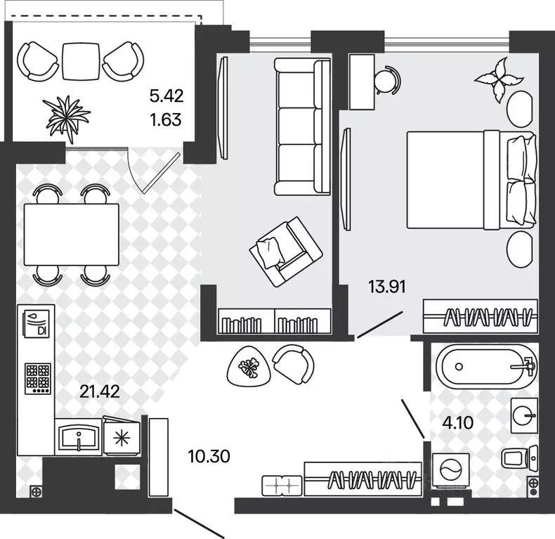 1-к кв. Калининградская область, Гурьевский муниципальный округ, пос. ... - Фото 1