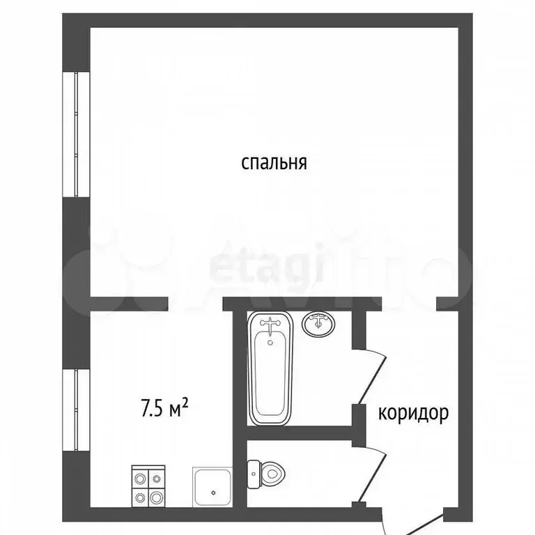 1-к. квартира, 28,1 м, 2/2 эт. - Фото 0