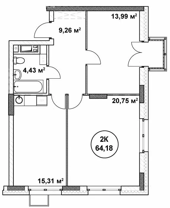 2-комнатная квартира: Нижний Новгород, Нижегородский район (65.24 м) - Фото 1