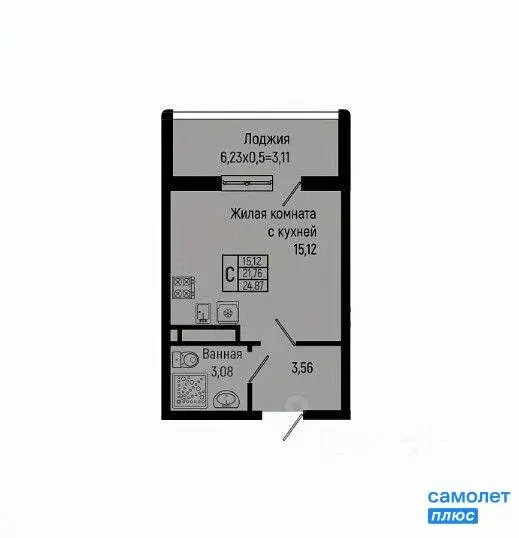Квартира-студия: село Ольгинка, Солнечная улица, 21 (24.9 м) - Фото 1