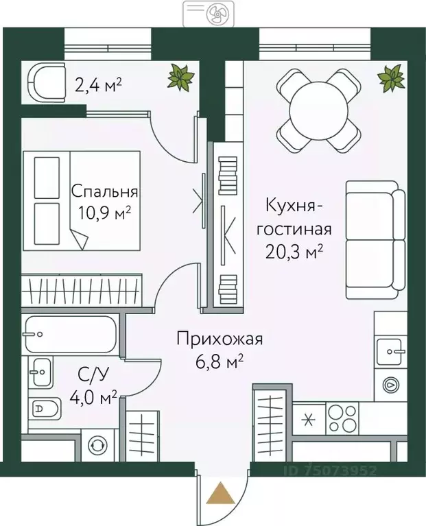 1-к кв. Волгоградская область, Волгоград Новосибирская ул., 74 (44.4 ... - Фото 0
