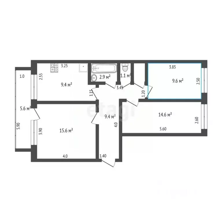 3-к кв. Тюменская область, с. Ярково ул. Новая, 42 (63.5 м) - Фото 2
