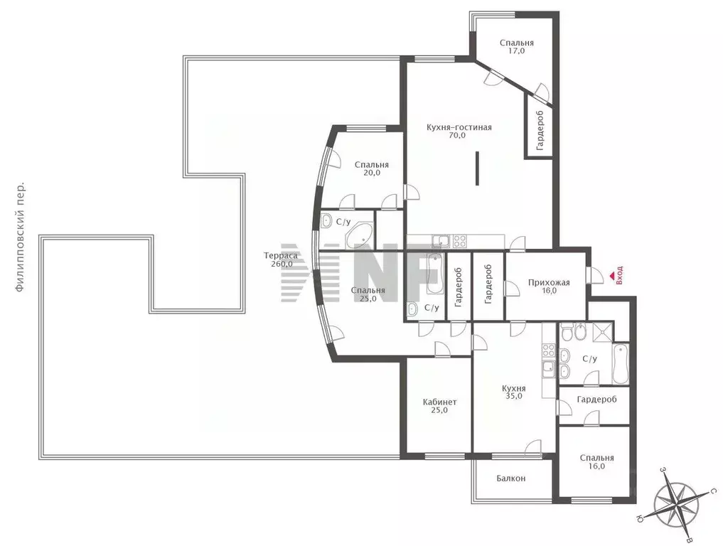 6-к кв. Москва Филипповский пер., 8С1 (349.3 м) - Фото 2