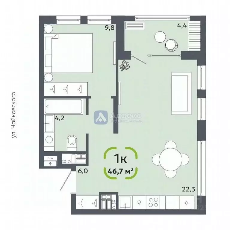 1-к кв. Тюменская область, Тюмень Свой жилой комплекс (46.7 м) - Фото 1