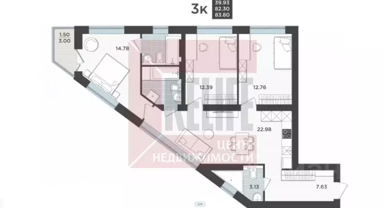 3-к кв. Калининградская область, Калининград Арсенальная ул., 31к2 ... - Фото 2