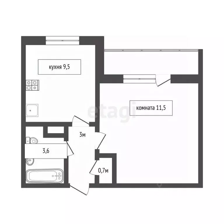 1-к кв. Тюменская область, Тюмень ул. Новоселов, 107к1 (27.4 м) - Фото 1