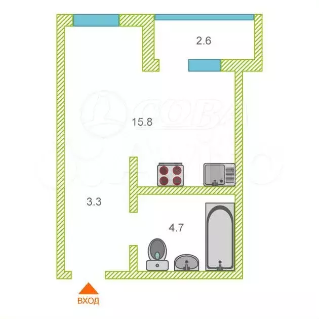 Квартира-студия, 25 м, 20/25 эт. - Фото 0