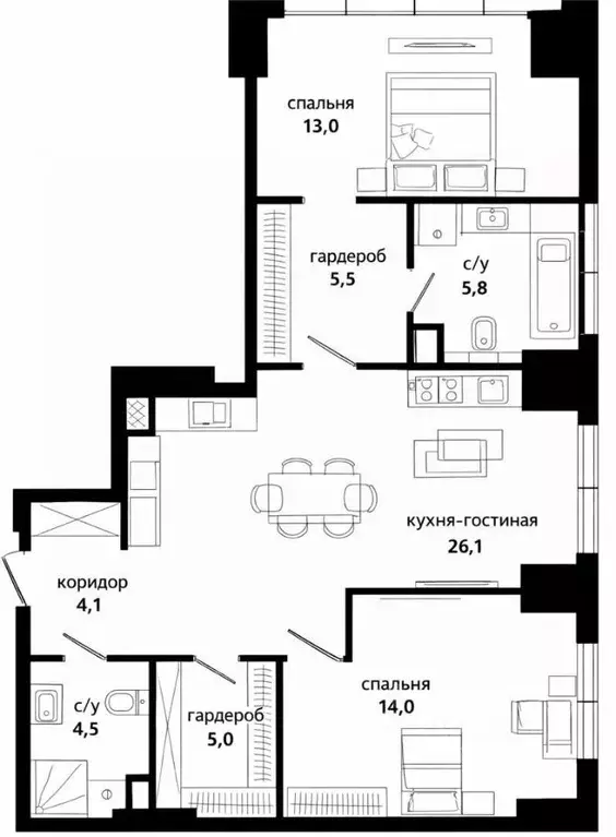 3-к кв. Москва ул. Василия Ланового, 5 (79.1 м) - Фото 2