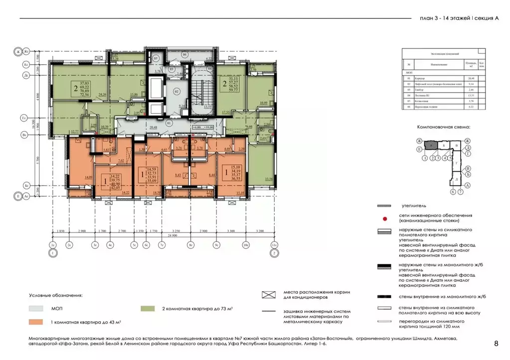 2-к кв. Башкортостан, Уфа Затон-Восточный жилрайон, Паруса жилой ... - Фото 2