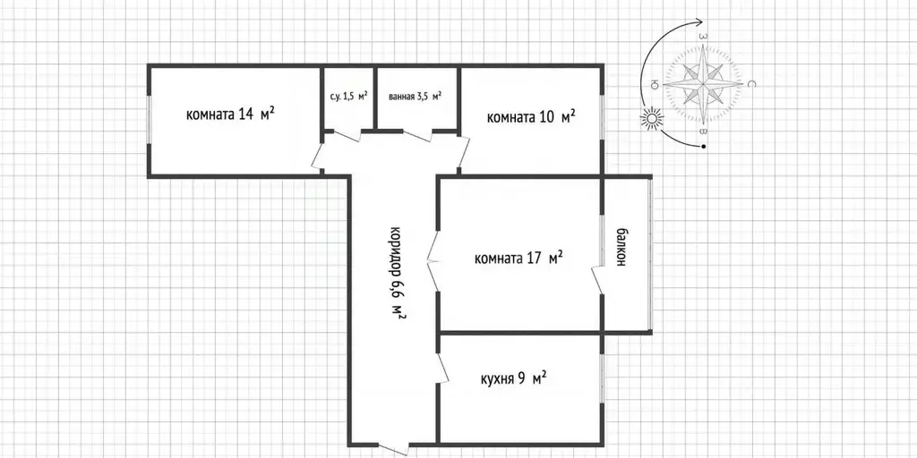 3-к кв. Адыгея, Майкоп Пионерская ул., 391 (61.6 м) - Фото 2