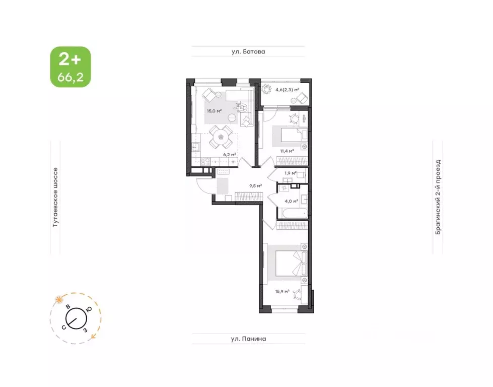 3-к кв. Ярославская область, Ярославль Тутаевское ш., 93Б (66.2 м) - Фото 1