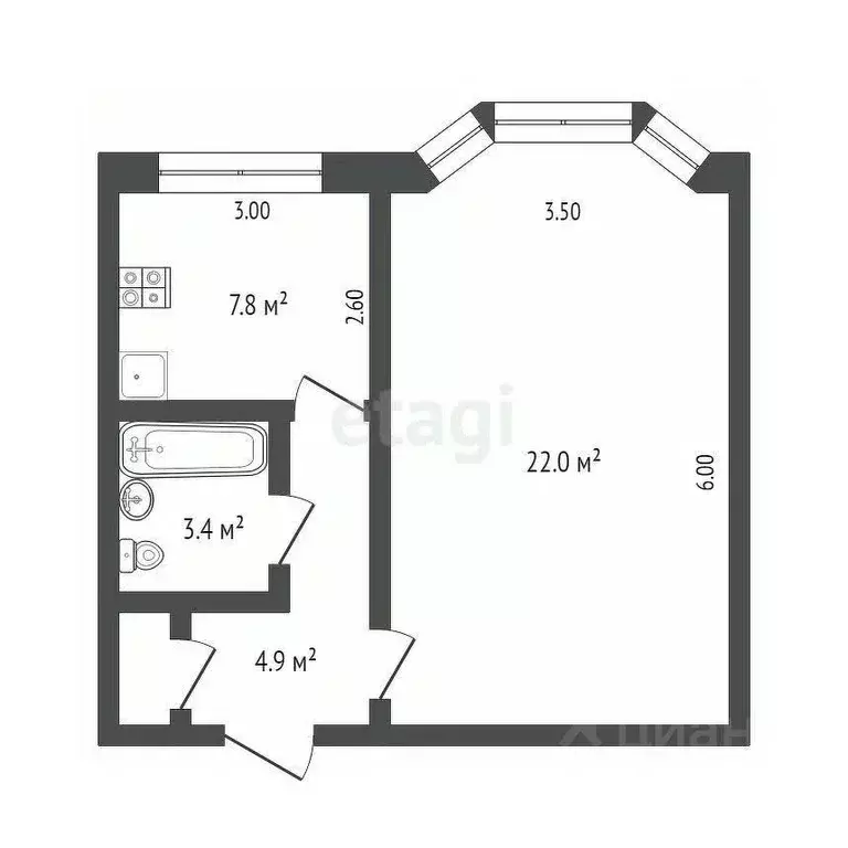 1-к кв. Ямало-Ненецкий АО, Новый Уренгой Надымская ул., 5 (39.7 м) - Фото 2
