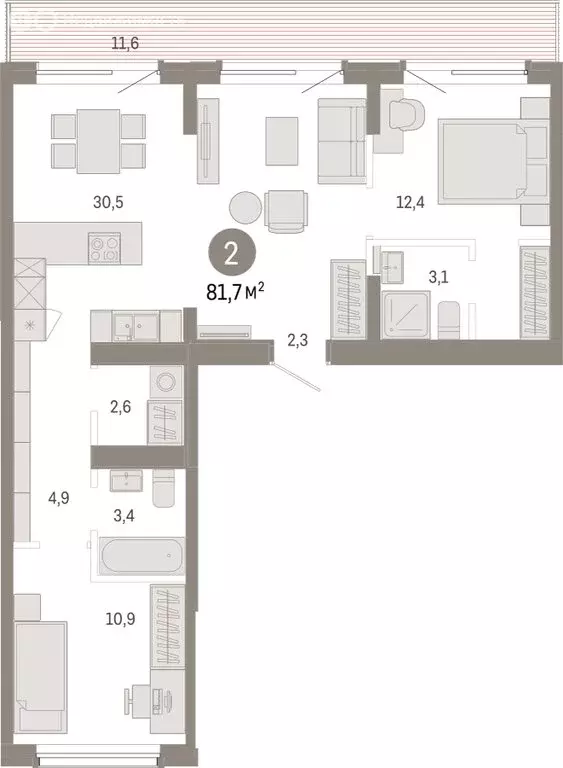 2-комнатная квартира: Омск, Кировский округ (81.7 м) - Фото 1