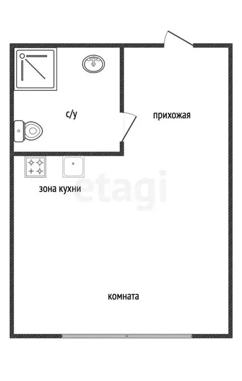 Квартира-студия: аул Новая Адыгея, Майкопская улица, 1/1 (27 м) - Фото 1