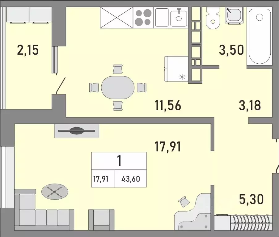 1-к кв. Оренбургская область, Оренбург ул. Юркина, 4/1 (43.6 м) - Фото 1