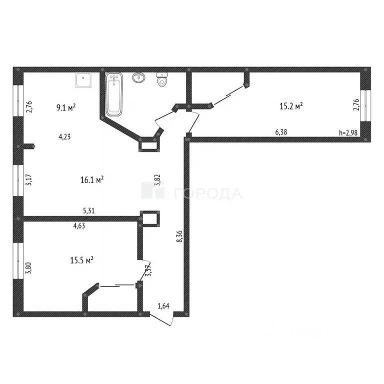 3-к кв. Кемеровская область, Новокузнецк ул. Кутузова, 10 (77.4 м) - Фото 1
