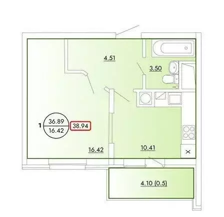 1-комнатная квартира: Тверь, бульвар Гусева, 61к1 (39 м) - Фото 0