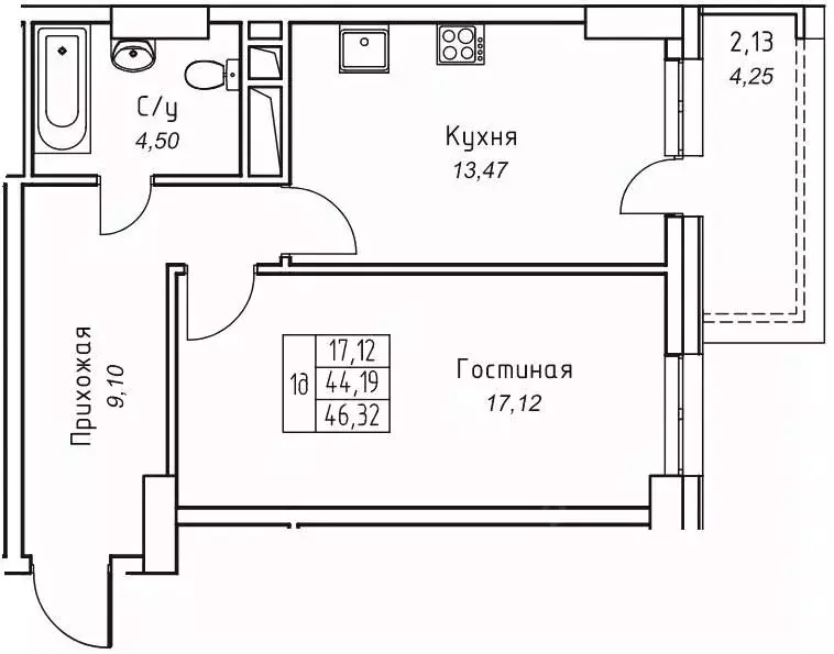 1-к кв. Саха (Якутия), Якутск 11-й кв-л,  (46.32 м) - Фото 1