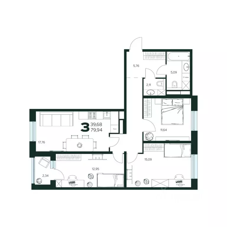 3-к кв. Московская область, Химки Сходня мкр,  (79.94 м) - Фото 1