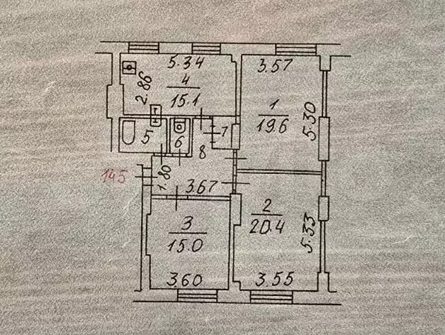 3-к. квартира, 84,7 м, 3/5 эт. - Фото 0