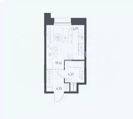 Студия Москва № 2 кв-л, 5с4 (23.1 м) - Фото 1