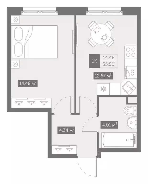 1-к кв. Санкт-Петербург ул. Архивная, 3к1 (35.5 м) - Фото 0
